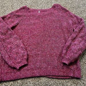 Leo & Nicole Pink Crew Neck Sweater with Chunky Knit and Relaxed Fit
